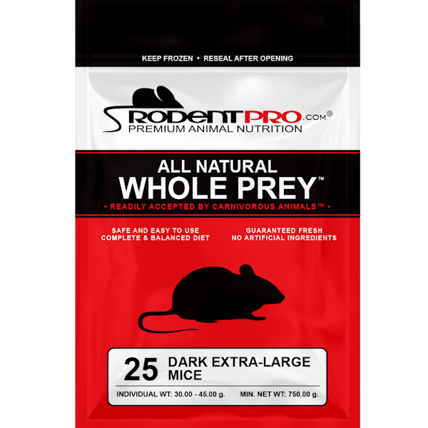 Dark Extra Large Frozen Mice (25 Per Bag)