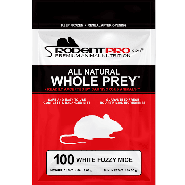 White Fuzzy Frozen Mice in Bulk (100 Per Bag)